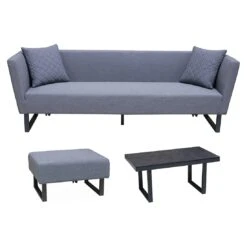 OUTLIV. By Detlef Steves Tonga Loungeset 3-tlg. Aluminium/Sunbrella Anthrazit/Flanelle -Outliv outliv tonga loungeset 3 tlg aluminium sunbrella 1434150 3