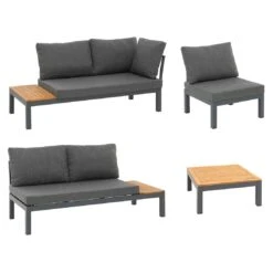 OUTLIV. Venedig Ecklounge 4-tlg. Aluminium/Akazie Anthrazit -Outliv outliv venedig ecklounge 4 tlg alu holz 1422270 3