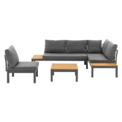 OUTLIV. Venedig Ecklounge 4-tlg. Aluminium/Akazie Anthrazit -Outliv outliv venedig ecklounge 4 tlg alu holz 1422270 4