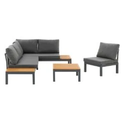 OUTLIV. Venedig Ecklounge 4-tlg. Aluminium/Akazie Anthrazit -Outliv outliv venedig ecklounge 4 tlg alu holz 1422270 5