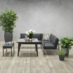 OUTLIV. Wellington Dininglounge 3-tlg. Aluminium/Polster Carbon Black/Reflex Black