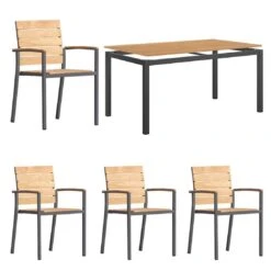 OUTLIV. Pamplona Gartenmöbelset 5-tlg. Tisch 160x90cm Anthrazit/Natur