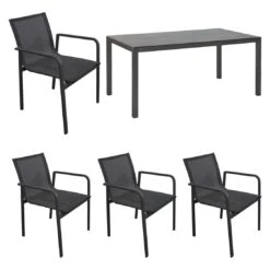 OUTLIV. Santa Monica Gartenmöbelset 5-tlg. Tisch 160x90cm Anthrazit