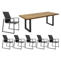 Solpuri Foxx Gartenmöbel-Set 7-tlg. Tisch 200x100cm Anthrazit/Coal