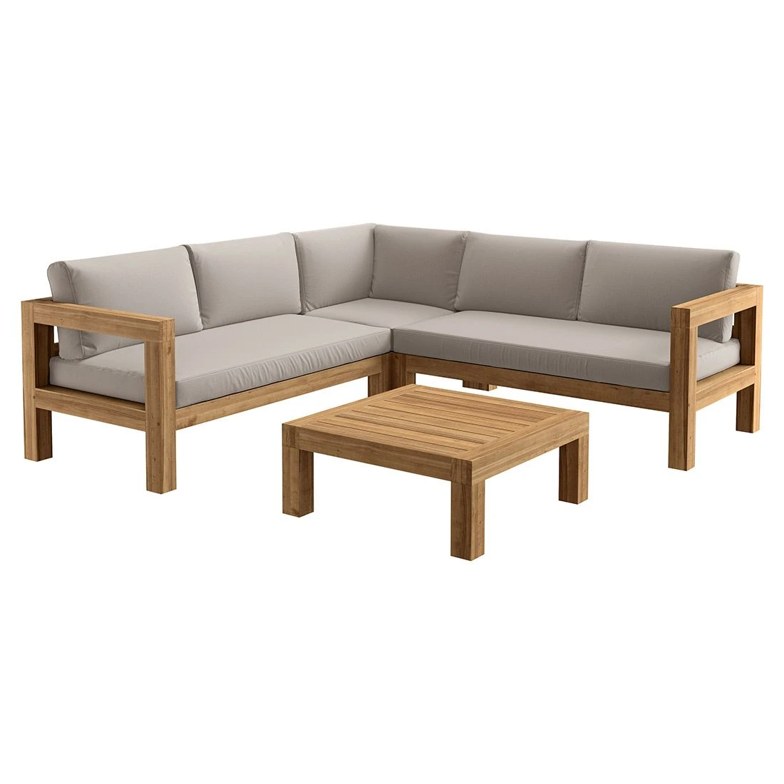 OUTLIV. Stockton Ecklounge 4-teilig Akazie/Polster Teaklook/Taupe OUTLIV. Stockton Ecklounge 4-teilig Akazie/Polster Teaklook/Taupe -Outliv stockton loungeset 4tlg akazie natur taupe 2