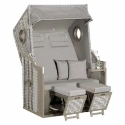 OUTLIV. Rustikal 30 Z Bullauge Strandkorb Pinie/Geflecht Onix