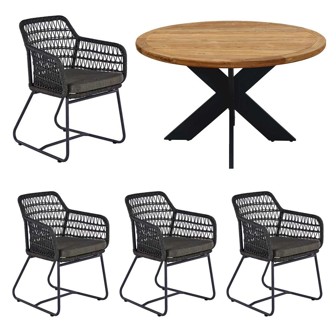 OUTLIV. Verona Gartenmöbelset 5-tlg. Tisch Ø130cm Charcoal OUTLIV. Verona Gartenmöbelset 5-tlg. Tisch Ø130cm Charcoal -Outliv verona gartenmoebelset 5 tlg mit gartentischdurchm130cm 1392075 2